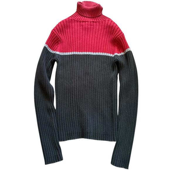 Old Navy Colorblock Turtleneck Sweater Red Gray Women’s Small - Picture 2 of 5